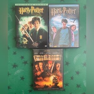 Lot of 3 Family Fantasy Films DVDs Harry Potter Pirates of the Caribbean